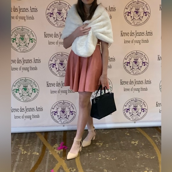 Salmon color, fit and flare dress. Size Medium. Worn only once. - Picture 8 of 9